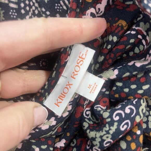 Knox Rose Dress sz Medium Navy Blue Gold Red Paisley Boho Modest Peasant Prairie - Picture 16 of 16